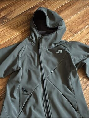 The North Face Hooded Softshell Jacket — Olive Green